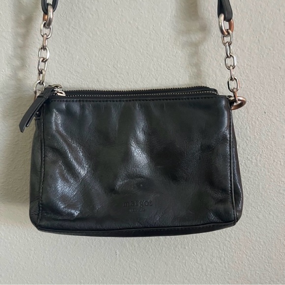 MARGOT small New York black leather crossbody bag purse - Picture 3 of 9